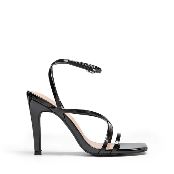Square-Toe Strappy Stiletto Heel Sandals - BLACK-PAT - 3